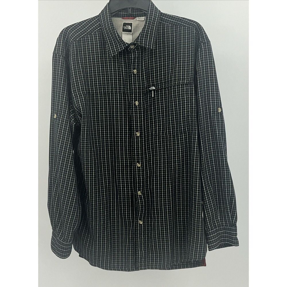 The North Face Mens Size Medium Plaid Hiking‎ Outdoor Long Sleeves Button Up